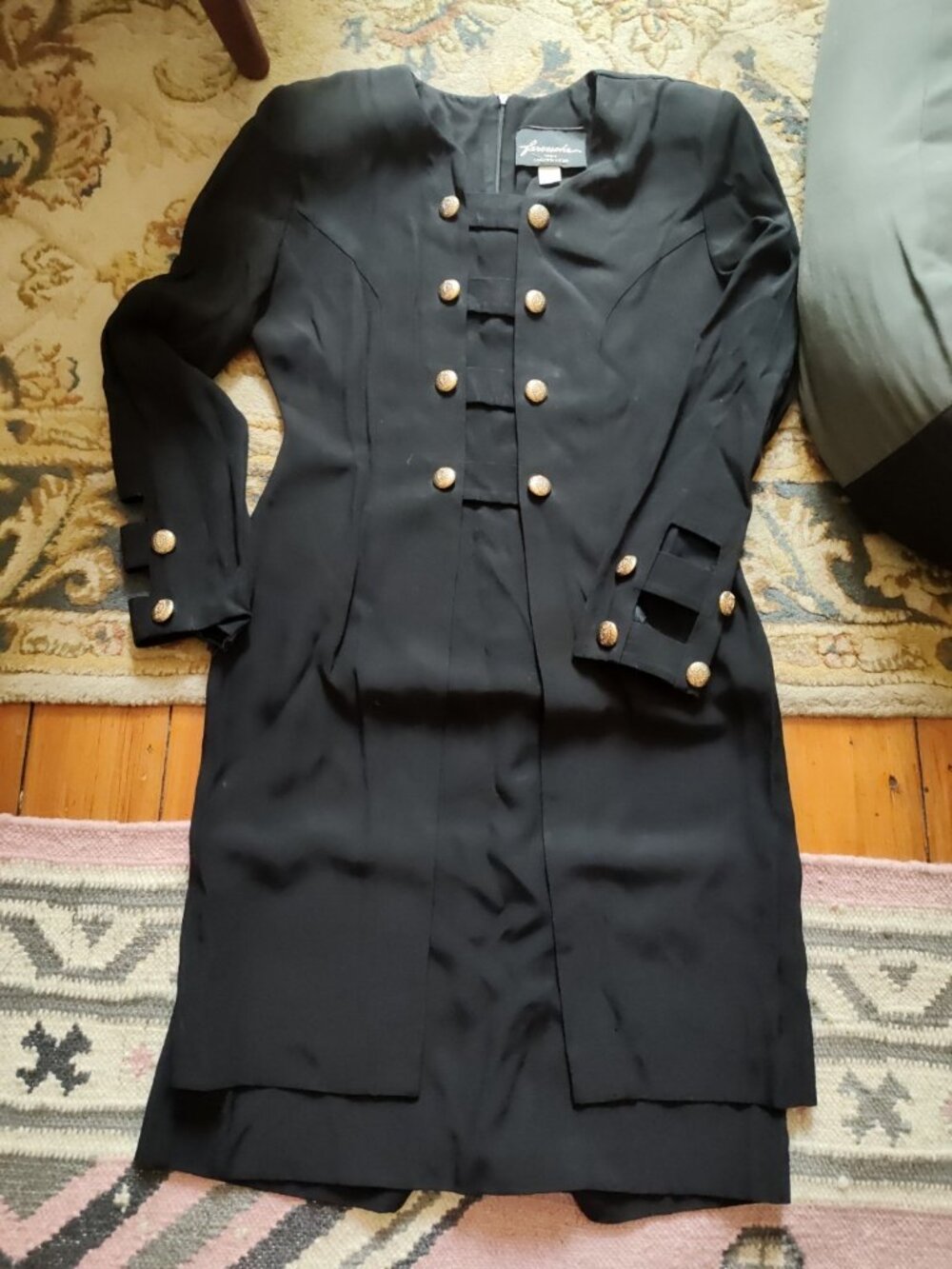 Vintage 1980 Power Farouche By Liori Weidner Made In Canada Black Dress